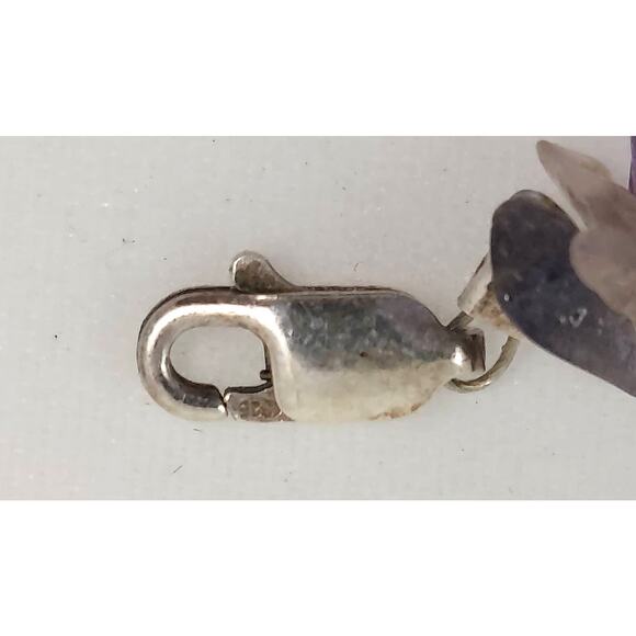 Amethyst & Quartz Chip Bracelet w/ Sterling Friends Charm 7.5" Purple 925 FA - Picture 7 of 9